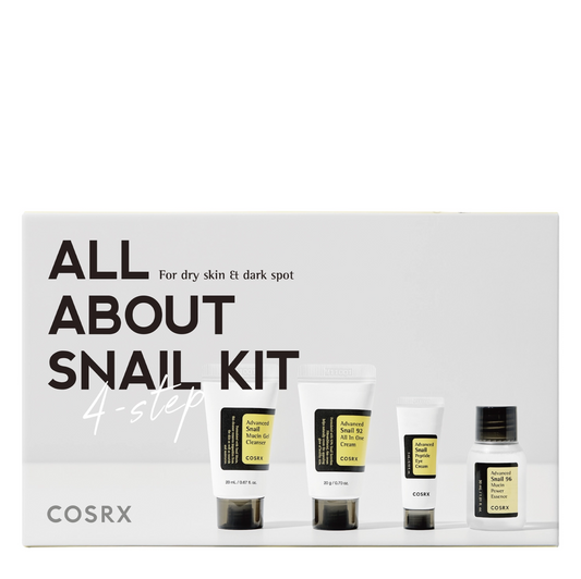 COSRX All About Snail Kit 4 Step veido priežiūros rinkinys su sraigių gleivėmis